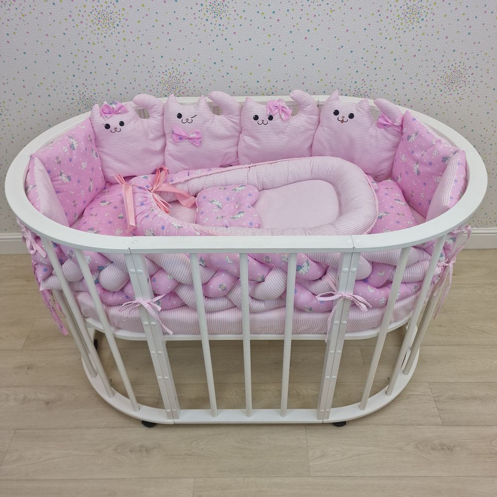 № 1173-0-1бб КПБ 16 пр (борт + пододеяльник + одеяло + наволочка + 2подушки + простынь + гнездо (бязь)