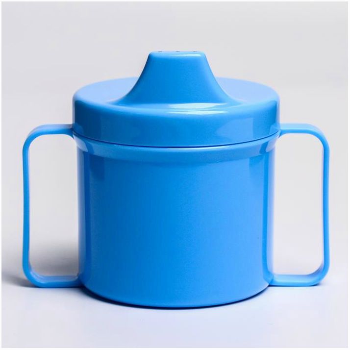 Поильник детский с твёрдым носиком, 180 мл, с ручками, цвет голубой артикул анонс 2586876