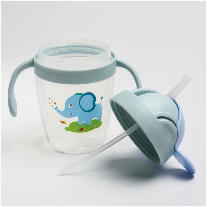 Картинка Поильник с силиконовой трубочкой 200 мл., с ручками, цвет МИКС (№4724440) от магазина Мир детей Товары для Новорожденных