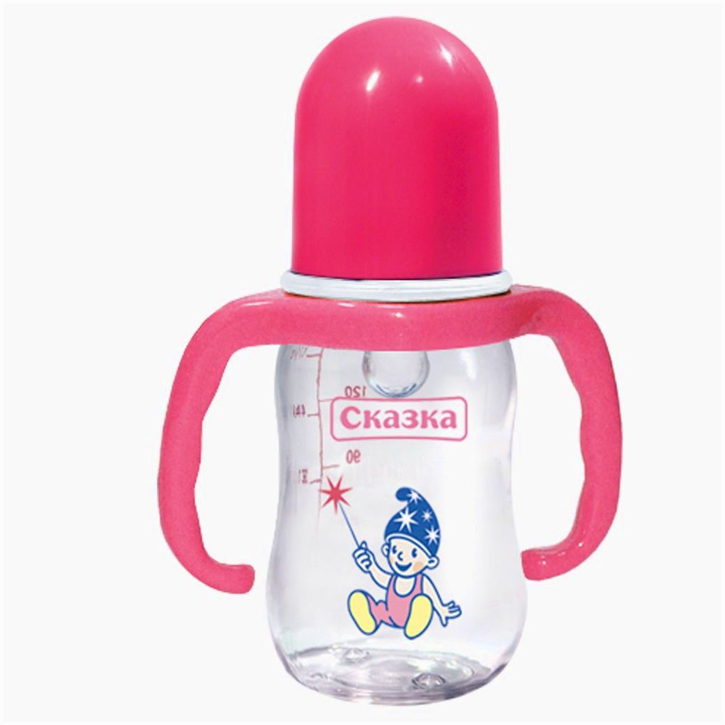 № 1116С Бутылочка фигурная с ручками (пластик, силиконовая соска)