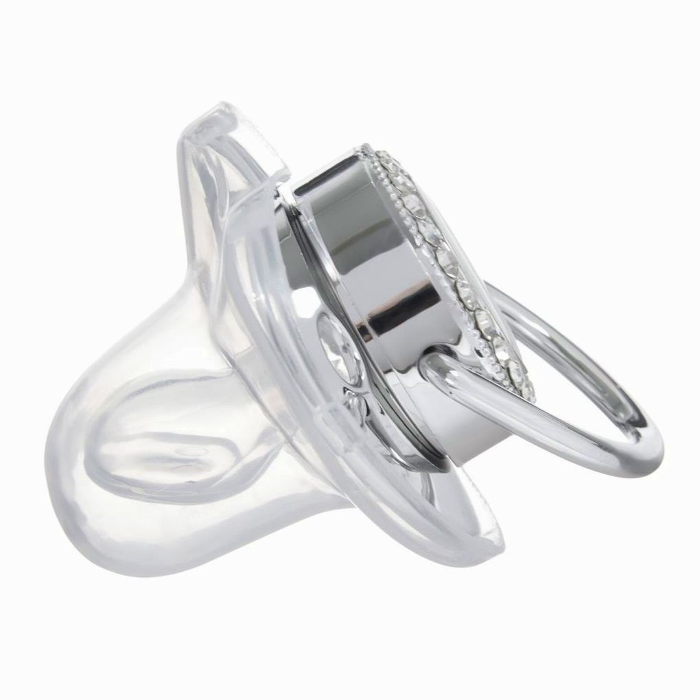 Картинка Набор: пустышка ортодонтическая с держателем «Мишка», , от 6 мес, серебряная, стразы (№10092761) от магазина Мир детей Товары для Новорожденных