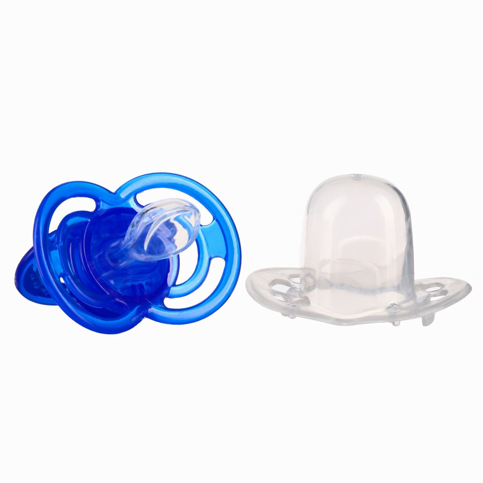 № 9844206 Соска- пустышка ортодотническая «Мишка» с колпачком, +6 мес., голубой