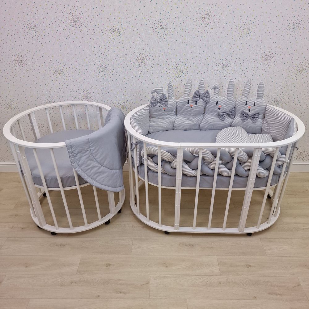 КПБ 16 пр (борт + пододеяльник + 2 одеяла + наволочка + подушка + 2 простынки (бязь) артикул анонс 1186-О-1бб