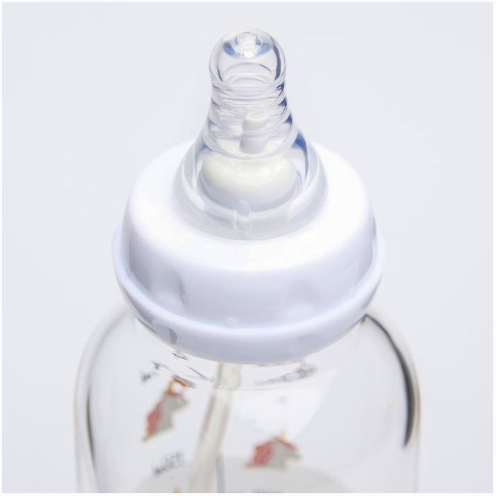Картинка Бутылочка для кормления 250 мл., стекло, цвет белый, антиколик (№4770920) от магазина Мир детей Товары для Новорожденных