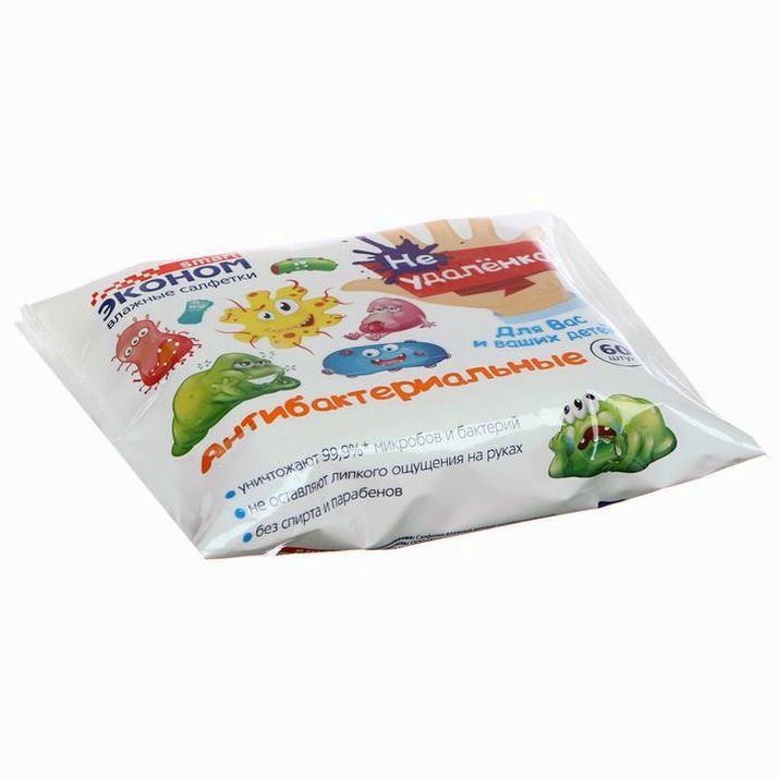 № 5446430 Влажные салфетки «Эконом Smart», детские антибактериальные, 60 шт.