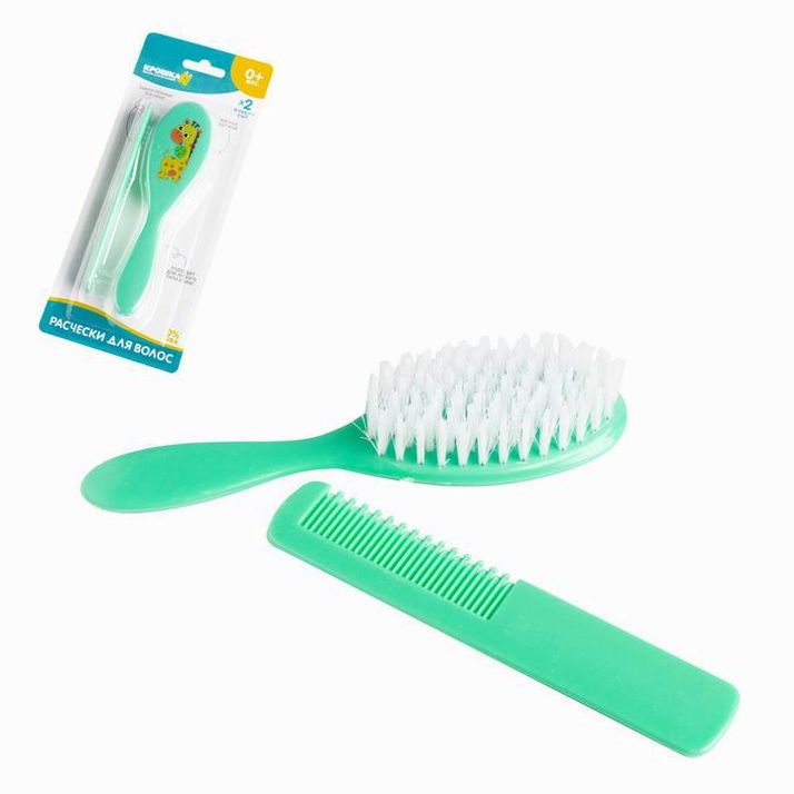 № 3285065 Расчёска детская + массажная щётка для волос «Жирафик», от 0 мес.