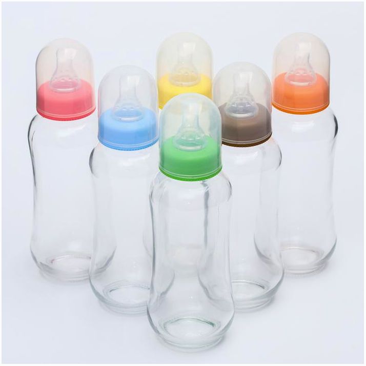 Картинка Бутылочка для кормления, стекло, 280 мл., без ручек, цвет МИКС (№4627674) от магазина Мир детей Товары для Новорожденных