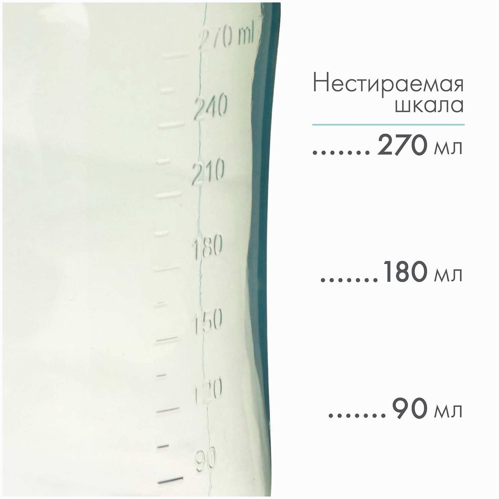 Картинка Бутылочка для кормления, широкое горло, 270 мл, с ручками, бирюзовый/серый (№9269326) от магазина Мир детей Товары для Новорожденных