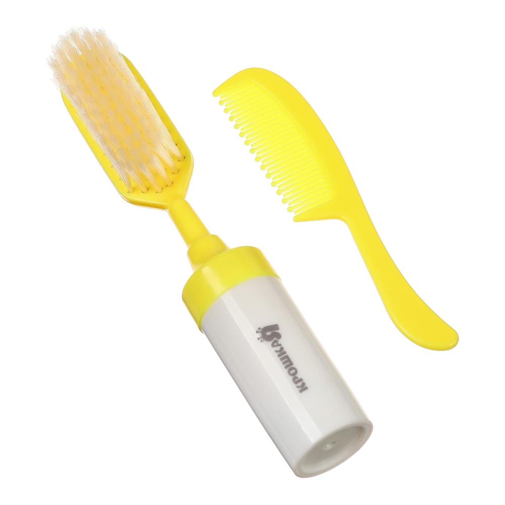 Картинка Набор расчесок с погремушкой «Малыш», 2 шт., цвет желтый, рисунок МИКС (№9844161) от магазина Мир детей Товары для Новорожденных