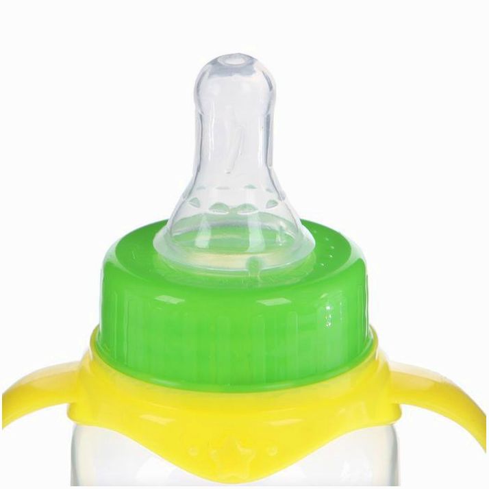 Картинка Бутылочка для кормления, классическое горло, с ручками, 250 мл., от 3 мес., цвет жёлтый МИКС (№2969745) от магазина Мир детей Товары для Новорожденных