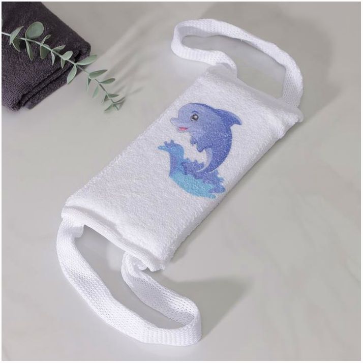 Мочалка-лента для тела хлопковая Доляна «Дельфин», 10,5?25 см артикул анонс 7916028