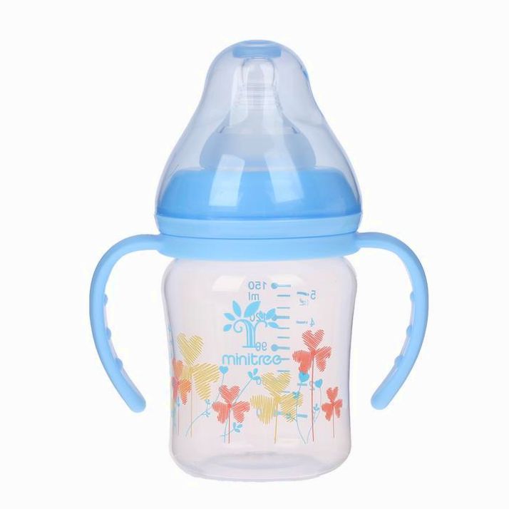 Бутылочка для кормления с ручками, 150 мл, от 3 мес., цвет голубой артикул анонс 2793148