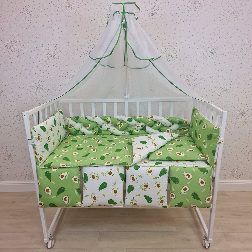 КПБ 15 пр (балдахин + борт + пододеяльник + одеяло + наволочка + подушка + простынь (бязь) коса артикул анонс 1157-0-1_03