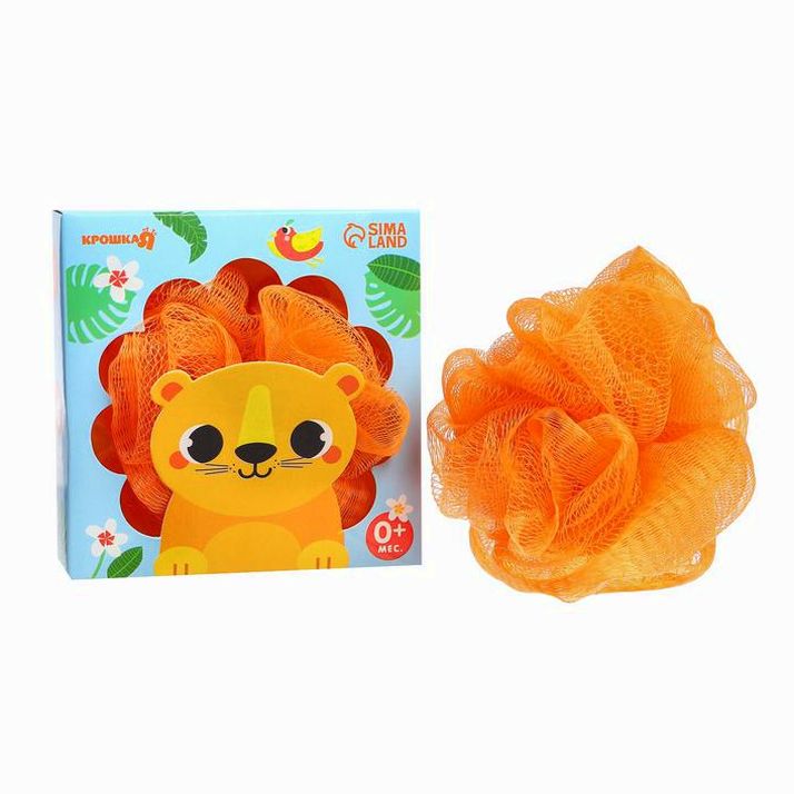 Мочалка детская для купания с петелькой «Львенок» артикул анонс 7101796