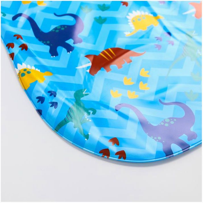 № 1886164 Нагрудник для кормления «Динозаврики» непромокаемый на липучке, с карманом, мягкий