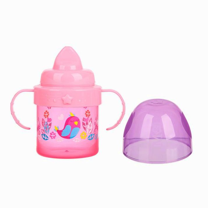 № 3725821 Поильник детский с твёрдым носиком «Радость», с ручками, 150 мл, цвет розовый