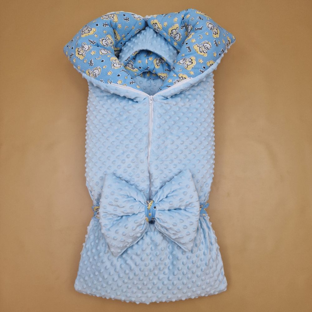 Конверт - одеяло трансформер с карманом+бант-подушка ассорти (плюш/интерлок) артикул анонс 7496-0-1_05