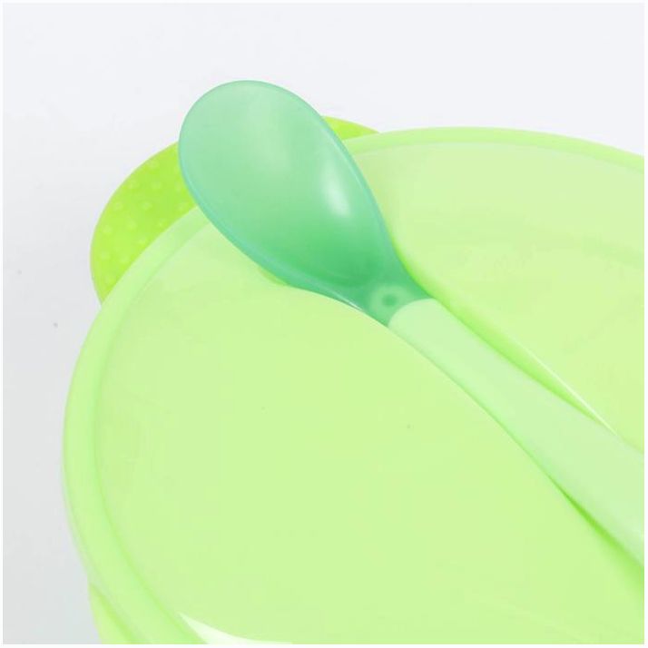 № 1886148 Набор для кормления, 3 предмета: миска 350 мл на присоске, крышка, ложка, цвет зелёный