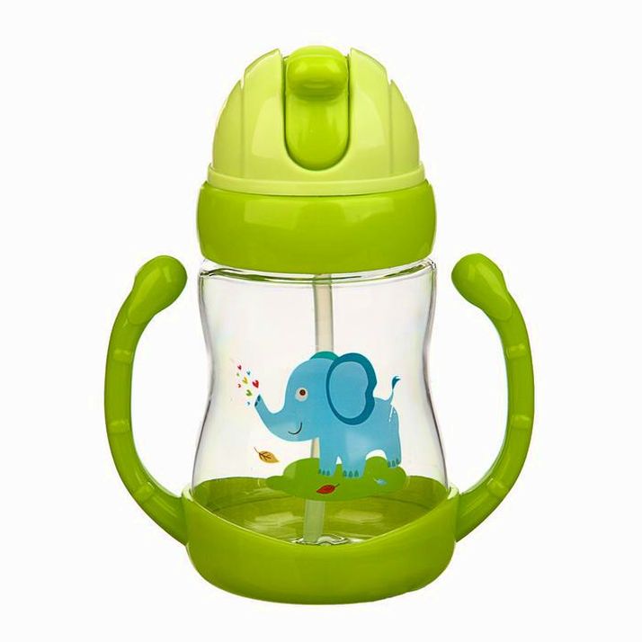 № 3565207 Поильник с трубочкой детский, 350 мл., с ручками, цвета МИКС