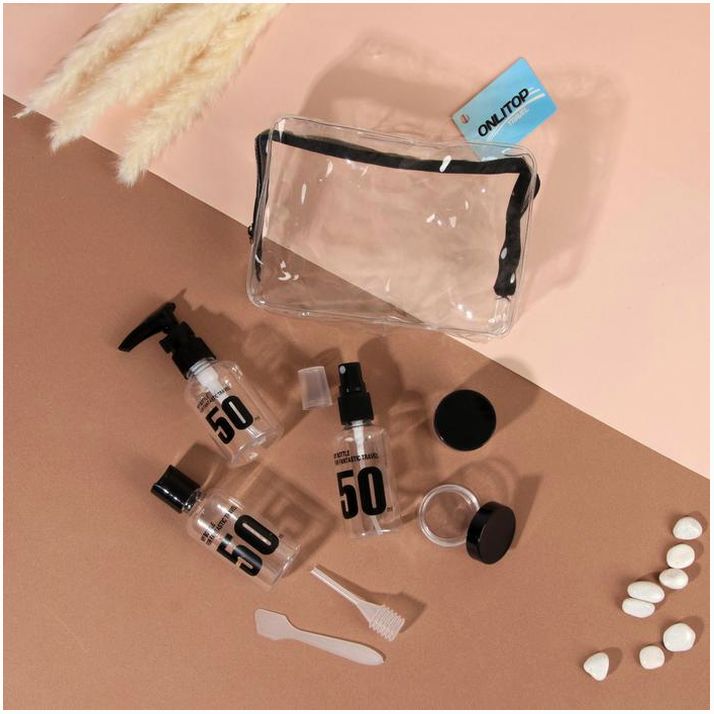 Набор для хранения, в чехле, 7 предметов, цвет прозрачный/чёрный артикул анонс 3547454