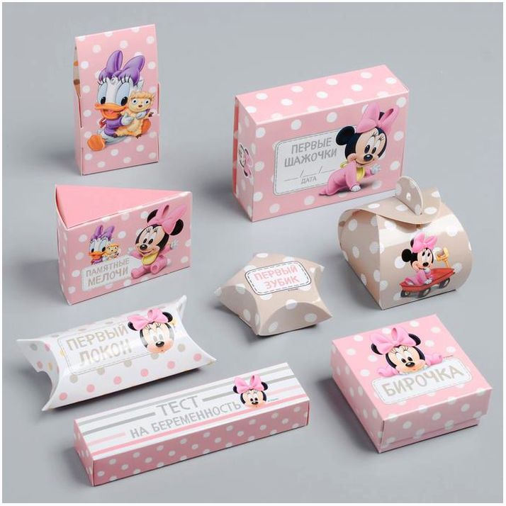 Картинка Набор коробочек для хранения "Мамины сокровища", Минни Маус (№1448683) от магазина Мир детей Товары для Новорожденных