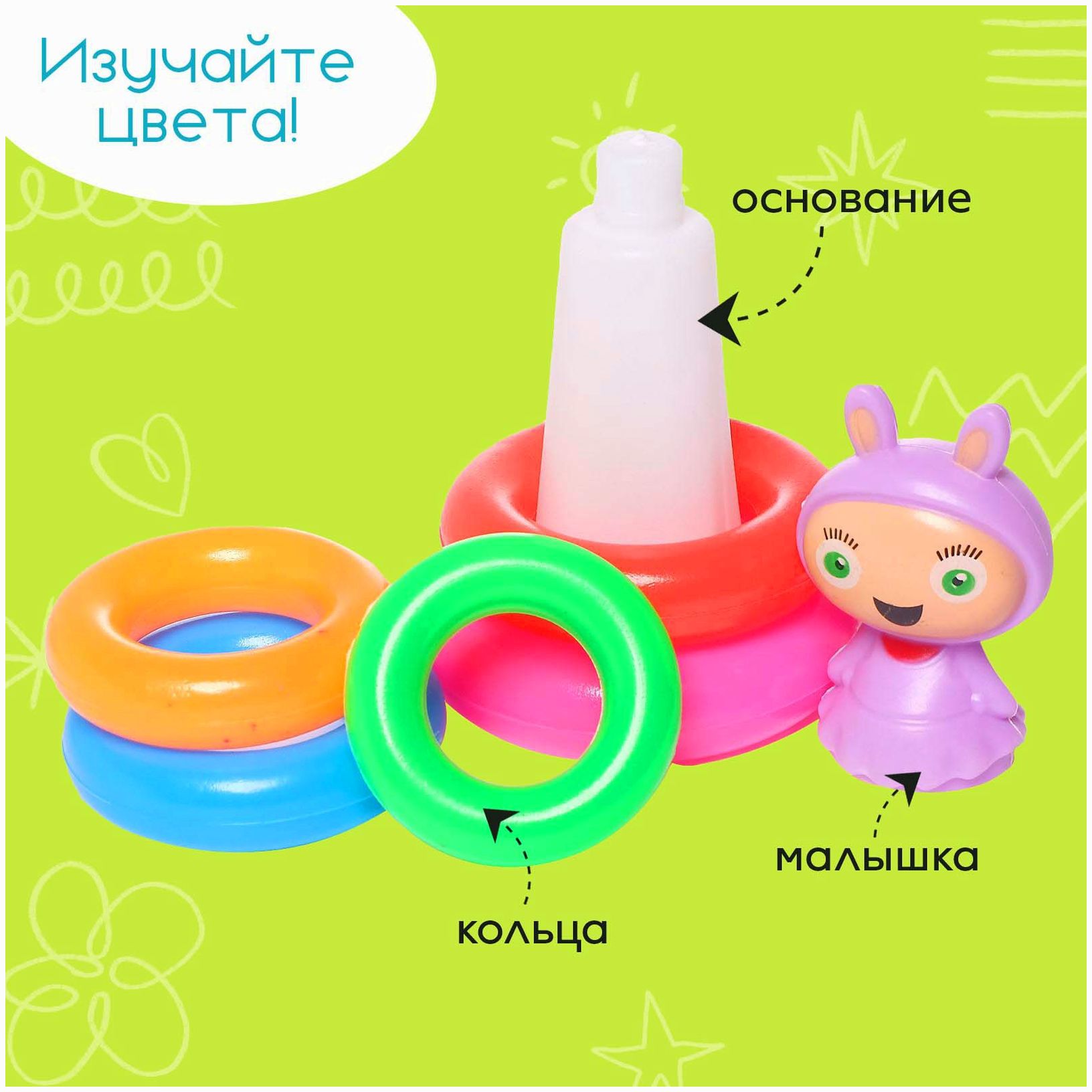 Картинка Пирамидка «Малышка», 5 колец (№1174459) от магазина Мир детей Товары для Новорожденных