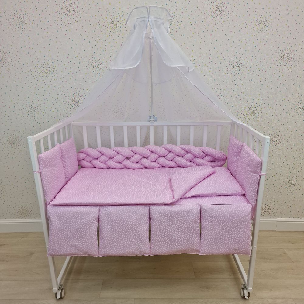 КПБ 15 пр (балдахин + борт + пододеяльник + одеяло + наволочка + подушка + простынь (бязь) коса артикул анонс 1157-0-1_06