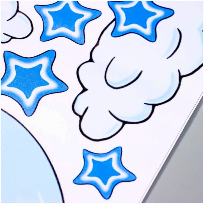 Картинка Наклейка пластик интерьерная цветная "Спящий мишка на месяце, среди звёзд" 30х60 см (№6770340) от магазина Мир детей Товары для Новорожденных