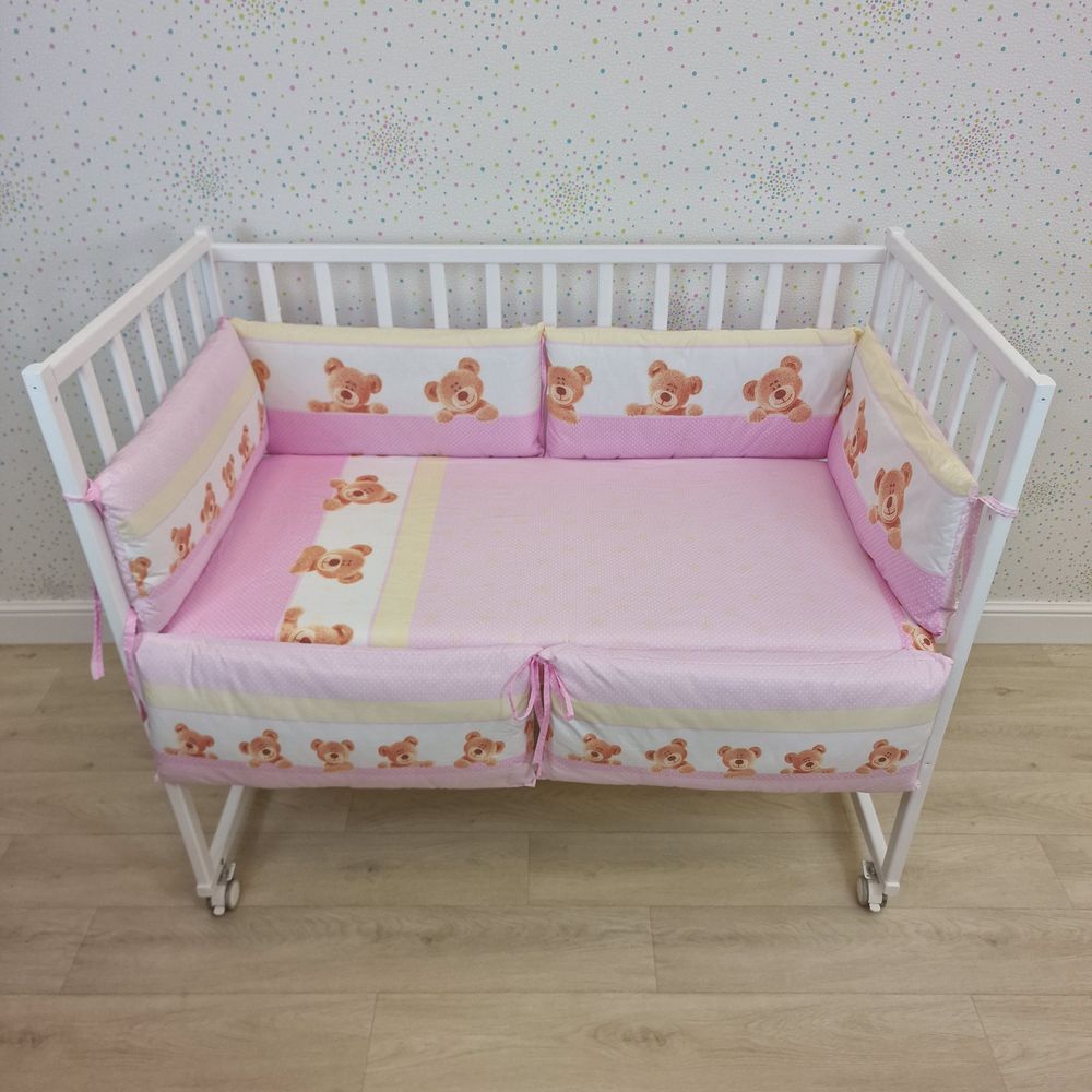 Бортик из 6 (0кв+6пр) подушек по всему периметру кроватки (бязь + синтепон) артикул анонс 962_10