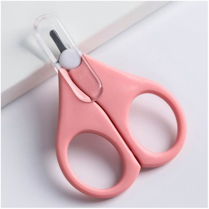 Ножницы детские, маникюрные, с колпачком, цвет розовый артикул анонс 5231431