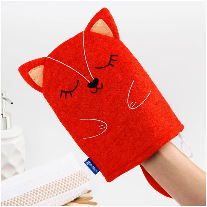 Картинка Мочалка детская для купания «Лисичка», варежка, из махры (№3612503) от магазина Мир детей Товары для Новорожденных