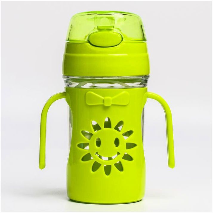 № 2315139 Поильник с силиконовой трубочкой «Солнышко», 250 мл., ручки, цвет МИКС