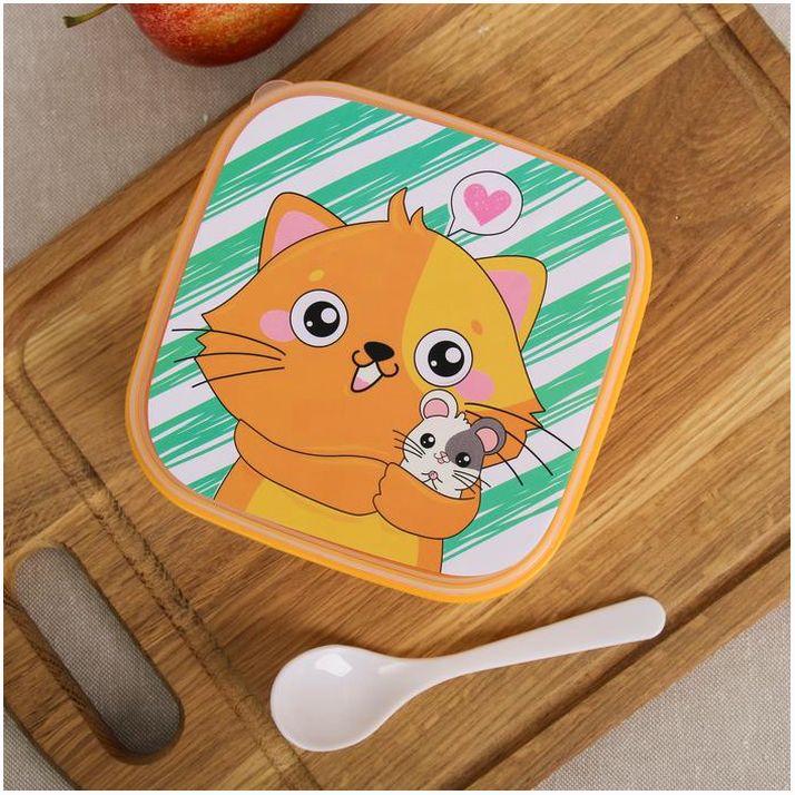 № 3733347 Ланч-бокс с ложкой «Кот», 400 мл