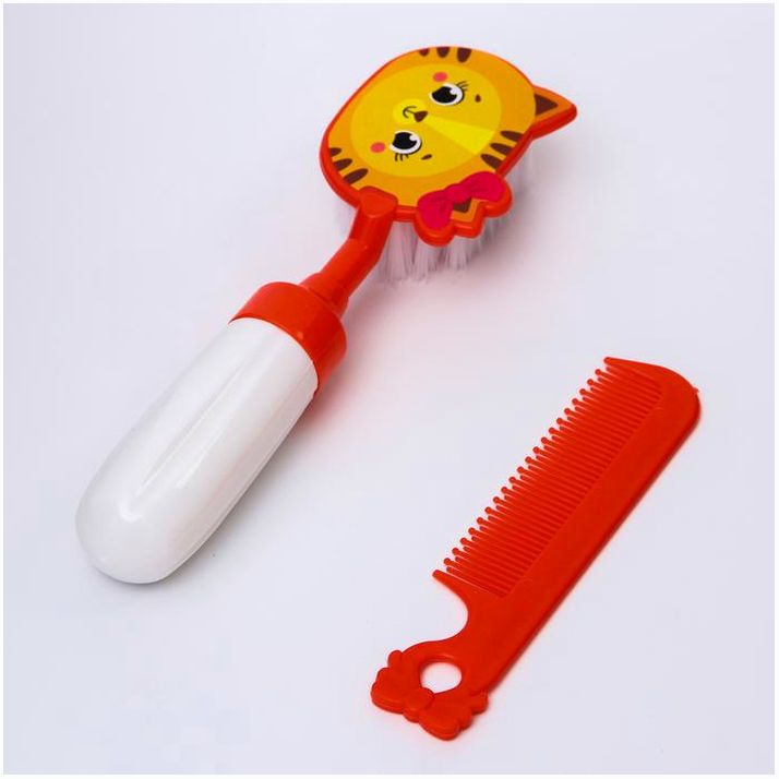 Набор расчёсок «Мяу», 2 предмета: расчёска с зубчиками + щётка, МИКС артикул анонс 4798836