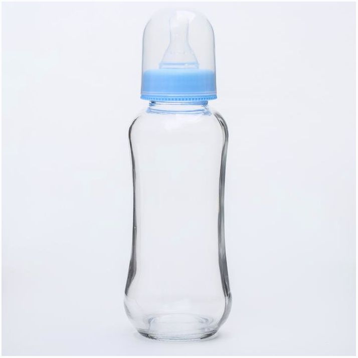 Бутылочка для кормления, стекло, 250 мл., без ручек, цвет МИКС артикул анонс 4627672