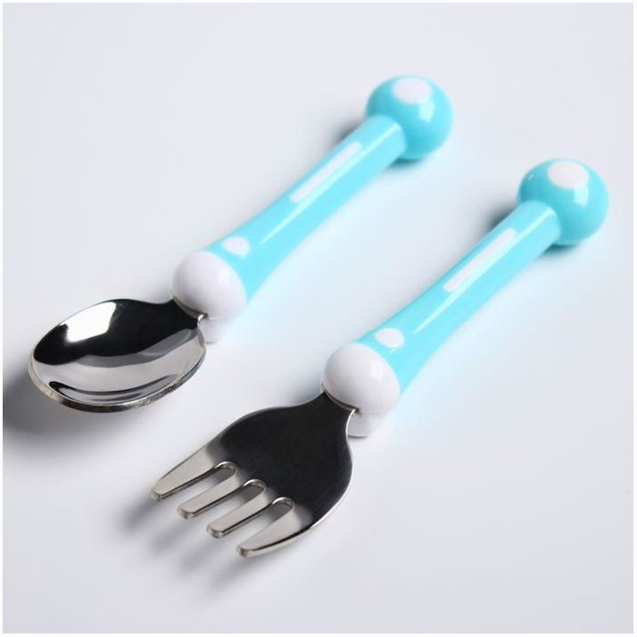 № 4482630 Набор детский столовых приборов,  вилка и ложка, цвет голубой