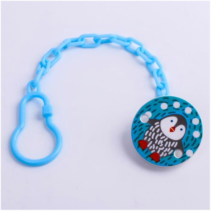 Держатель для соски - пустышки «Пингвинёнок», на цепочке,цвет голубой артикул анонс 4770910