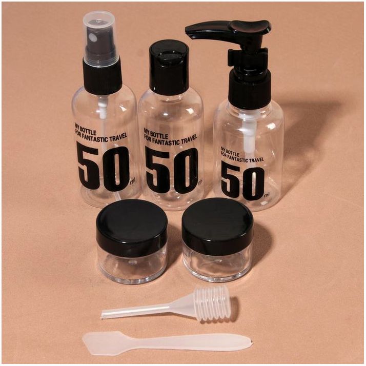 № 3547454 Набор для хранения, в чехле, 7 предметов, цвет прозрачный/чёрный