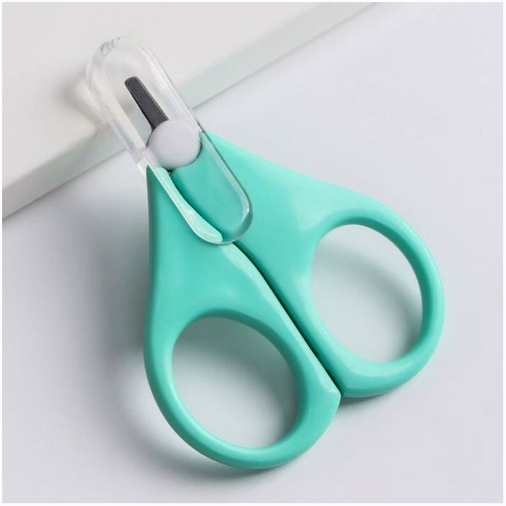 Ножницы детские, с защитным колпачком, цвет бирюзовый артикул анонс 5231432