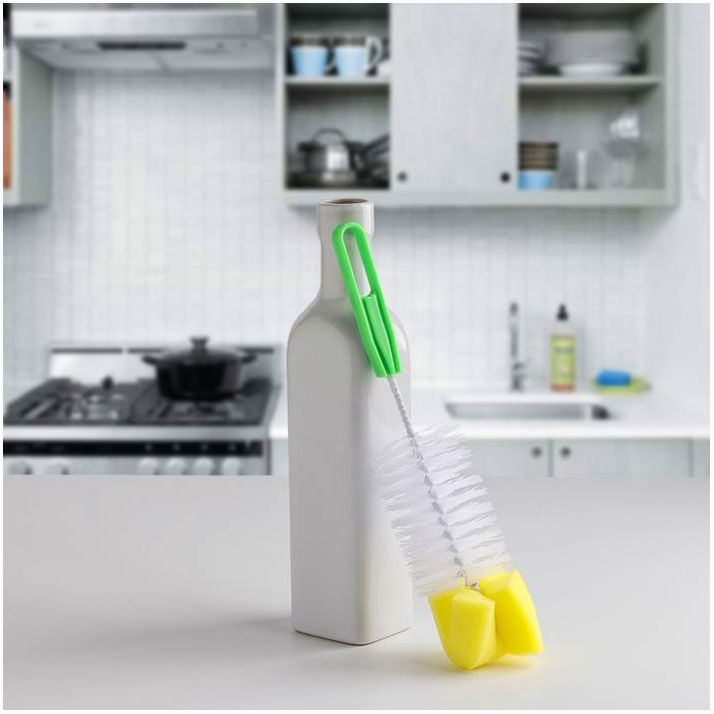 Ёршик для посуды с губкой, 21?5 см, цвет МИКС артикул анонс 1267102