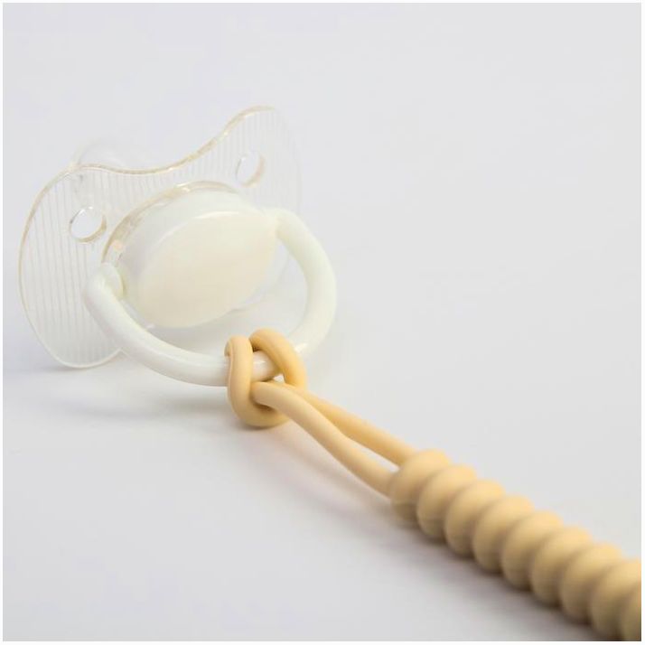Картинка Держатель для соски - пустышки «Кольца», силиконовый, цвет бежевый (№5421481) от магазина Мир детей Товары для Новорожденных
