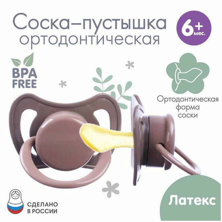 Соска - пустышка ортодонтическая, латекс, +6мес., «Лес» артикул анонс 9497920