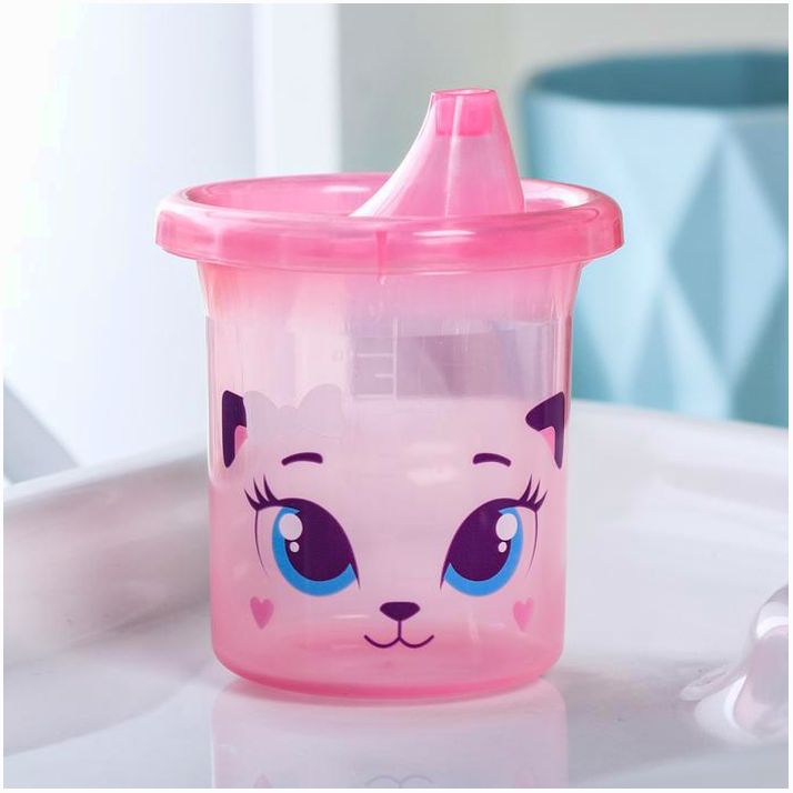Картинка Поильник детский «Кошечка Софи», с твёрдым носиком 200 мл, цвет розовый (№3721460) от магазина Мир детей Товары для Новорожденных
