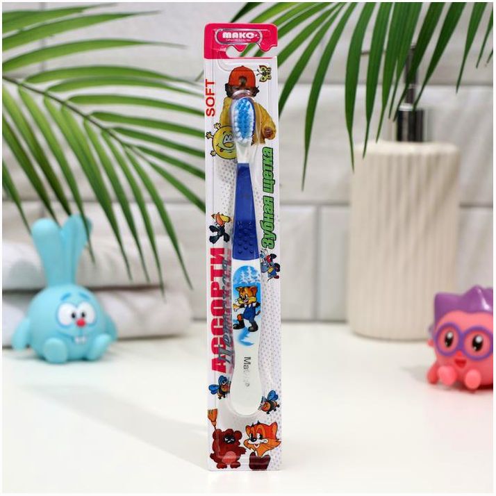 № 5498038 Детская зубная щётка «Ассорти»,двухкомпонентная ручка, мягкая щетина