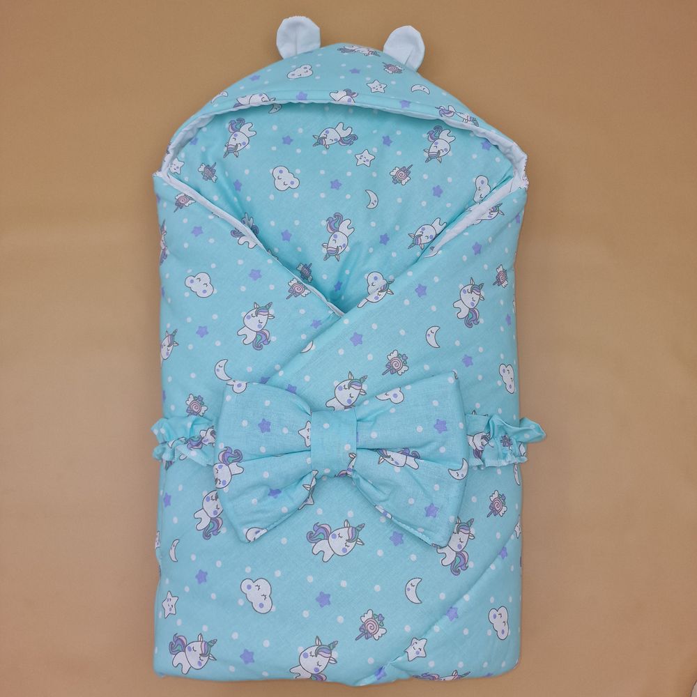 Комплект на выписку 2 пр: одеяло с капюшоном+бант (бязь) артикул анонс 1885б-0-1_м_04