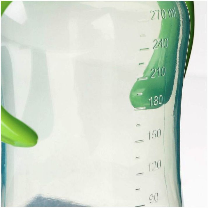 Картинка Бутылочка для кормления, широкое горло, 270 мл, с ручками, бирюзовый/салатовый (№9269325) от магазина Мир детей Товары для Новорожденных