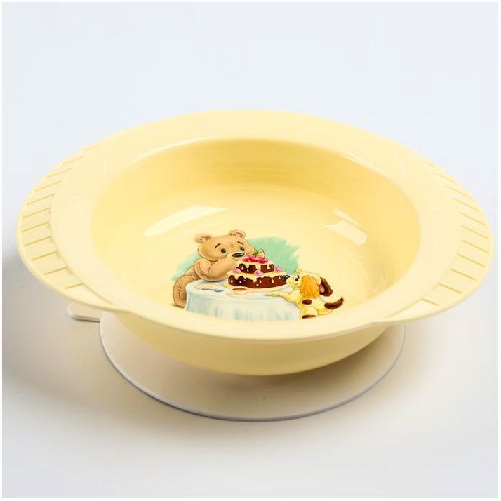 № 2922086 Тарелка детская глубокая на присоске Polly, рисунок МИКС, 350 мл, 19,5х16х5х5