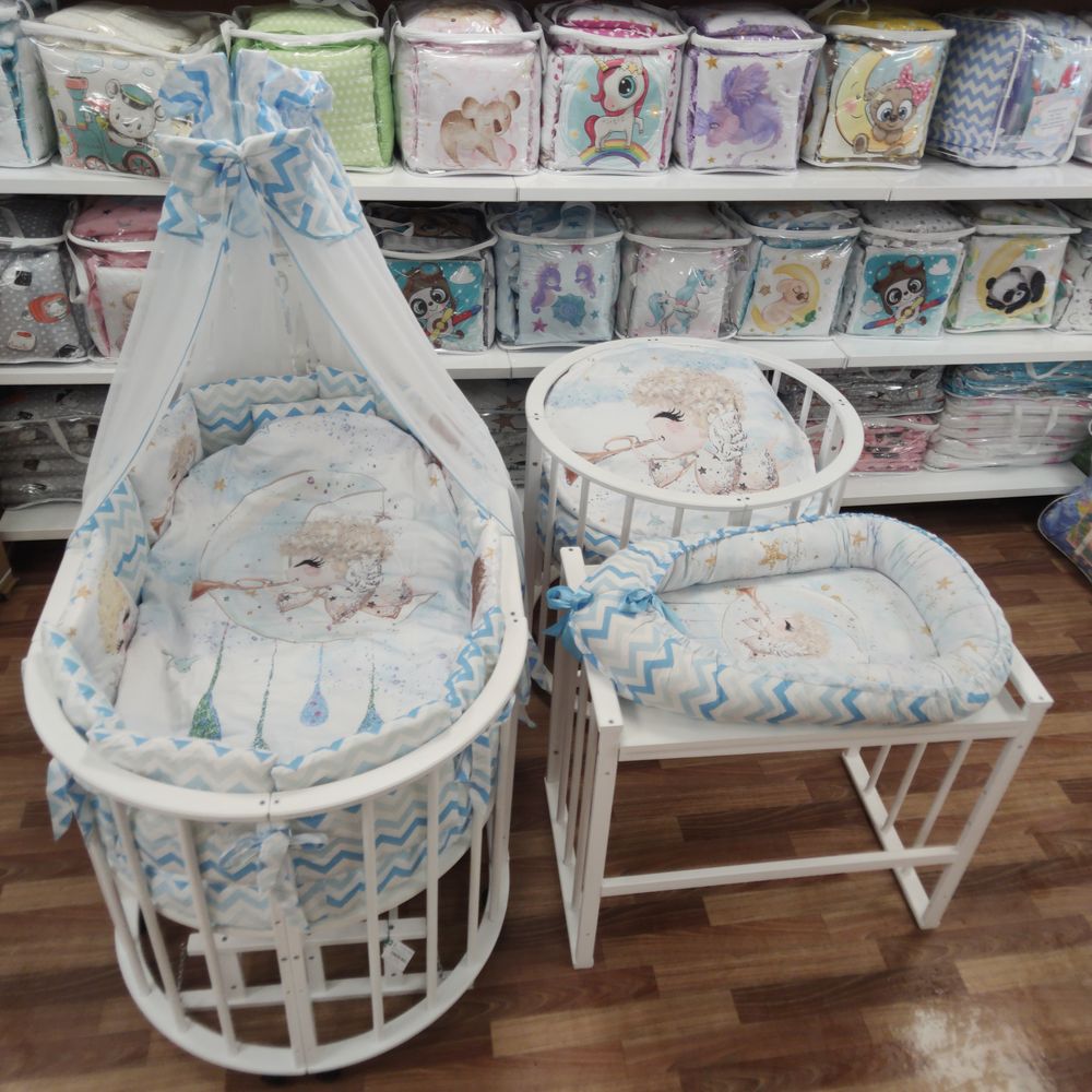 КПБ 21 пр (балдахин + борт + пододеяльник + 2 одеяла + навол + подуш + 2 прост + гнездо (бязь) 12кв артикул анонс 1151-О-1_27