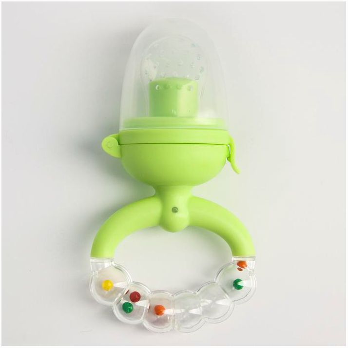 Ниблер с силикон. сеточкой, ручка-погремушка, вр. поршень, цвет зеленый артикул анонс 4780630