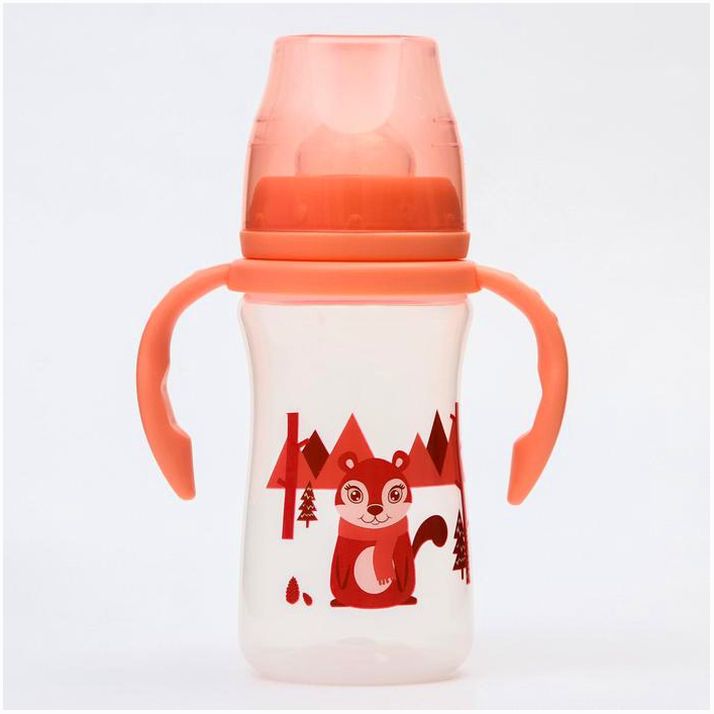 Бутылочка для кормления, с ручками, 270 мл., цвет красный артикул анонс 4770835